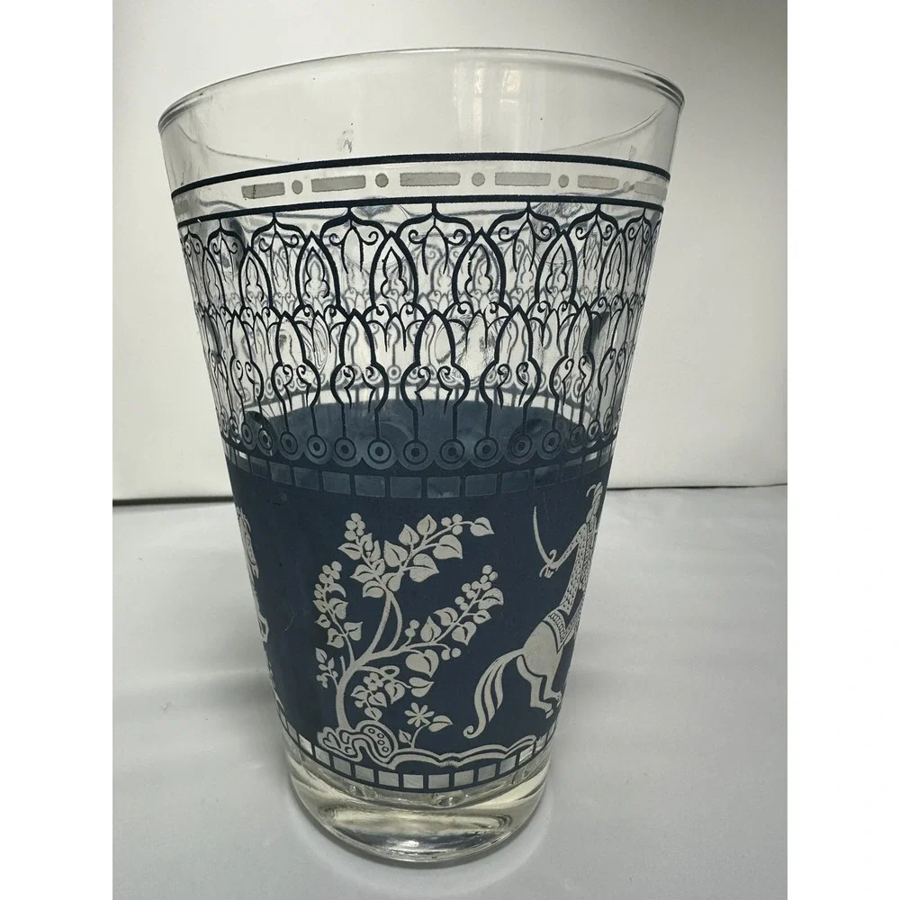 Vintage MCM Glass Wedgwood Light Blue Jeanette Hellenic Ice Bucket Barware